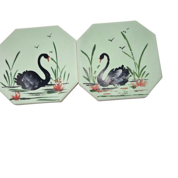 1946 Alpena Michigan Folk Art Swan Plaques Set of 2 - Picture 5 of 12